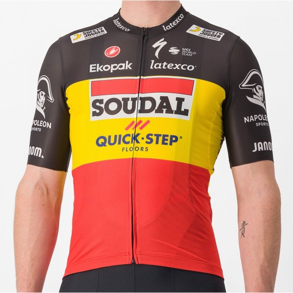 Soudal Quick-Step Belgisch Kampioen 2023 Competizione wielertrui met korte mouwen professioneel wielerteam