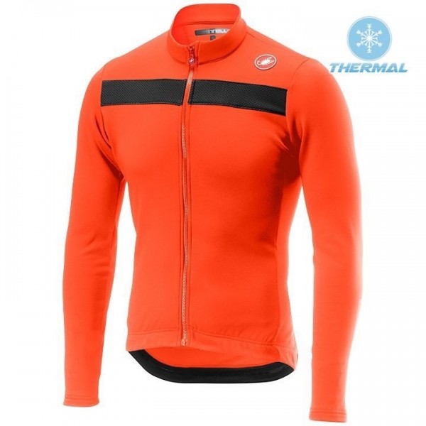 2019 Casteli Puro 3 Orange Thermal Wielershirt Lange Mouw 441ILZS