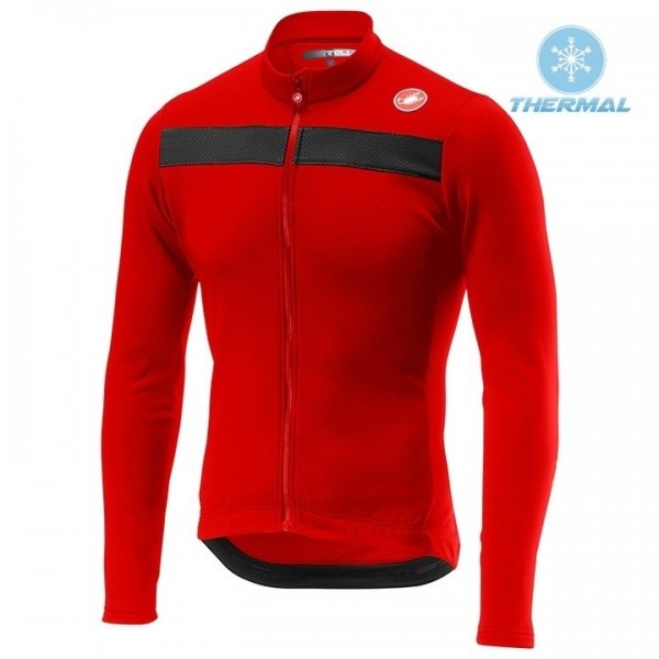 2019 Casteli Puro 3 Rood Thermal Wielershirt Lange Mouw 188KRMI