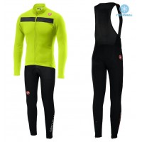 2019 Casteli Puro 3 Geel Thermal Fietskleding Set Wielershirts Lange Mouw+Lange Wielrenbroek Bib 775GLUA 2019 Casteli Puro 3 Geel Thermal Fietskleding Set Wielershirts Lange Mouw+Lange Wielrenbroek Bib 775GLUA
