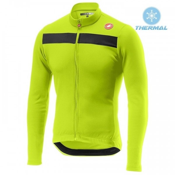 2019 Casteli Puro 3 Geel Thermal Wielershirt Lange Mouw 437XSAE