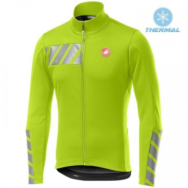 2019 Casteli Raddoppia 2 Geel Thermal Wielershirt Lange Mouw 211NHXW