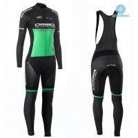 2019 Orbea Factory Racing Dames Groen Thermal Fietskleding Set Wielershirts Lange Mouw+Lange Wielrenbroek Bib 851IWPF