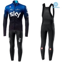 2019 SKY Team Zwart-Blauw Thermal Fietskleding Set Wielershirts Lange Mouw+Lange Wielrenbroek Bib 520KNKC 2019 SKY Team Zwart-Blauw Thermal Fietskleding Set Wielershirts Lange Mouw+Lange Wielrenbroek Bib 520KNKC