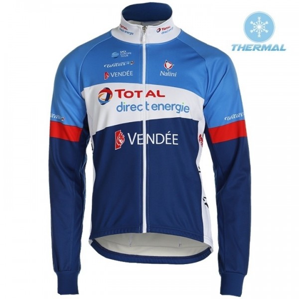 2019 Total Blauw Thermal Wielershirt Lange Mouw 728IVNF