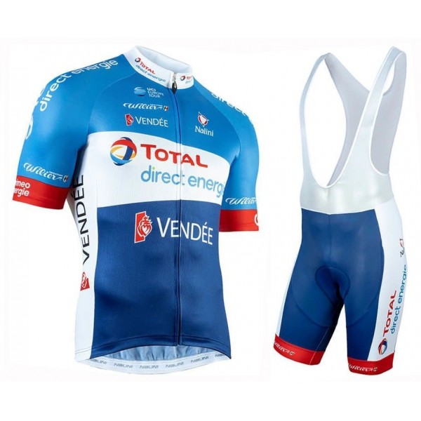 2019 Total Direct Energie Fietskleding Set Fietsshirt Met Korte Mouwen+Korte Koersbroek Bib 335MEEY