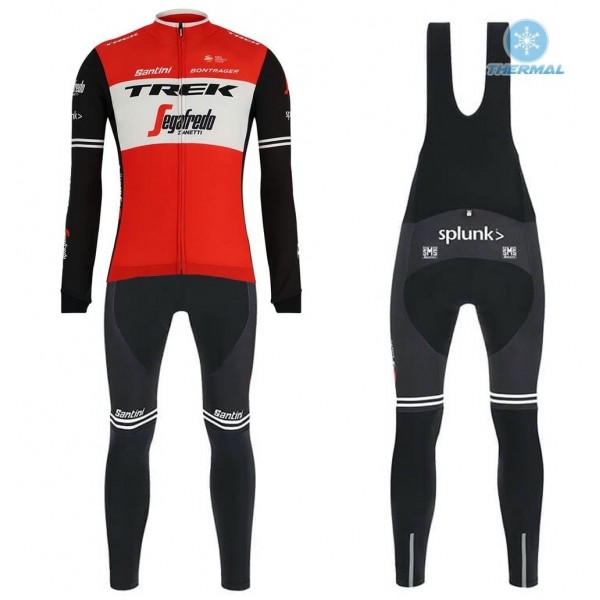 2019 Trek Factory Racing Rood Thermal Fietskleding Set Wielershirts Lange Mouw+Lange Wielrenbroek Bib 140IODI