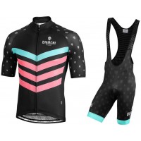 BIANCHI MILANO Nicandro Black Fietskleding Set Wielershirt Korte Mouw+Korte Fietsbroeken Bib