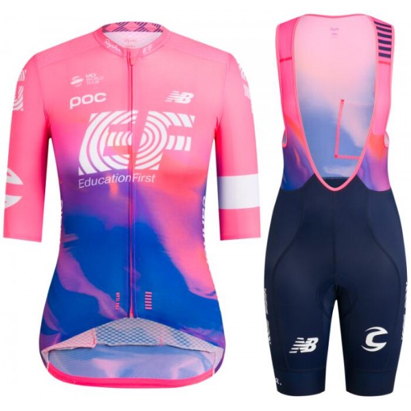 EF Education First PRO TEAM AERO 2019 Dames Fietskleding Set Wielershirt Korte Mouw+Korte Fietsbroeken Bib