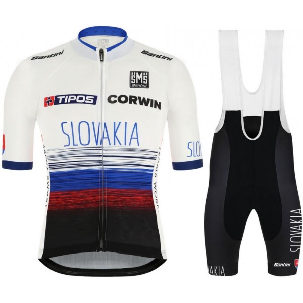 Slovakia National 2019 Fietskleding Set Wielershirt Korte Mouw+Korte Fietsbroeken Bib