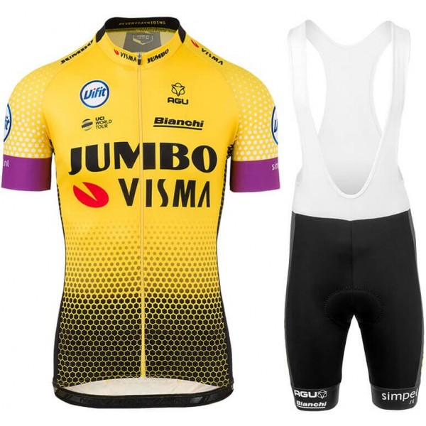 TEAM Jumbo-Visma 2019 Fietskleding Set Wielershirt Korte Mouw+Korte Fietsbroeken Bib