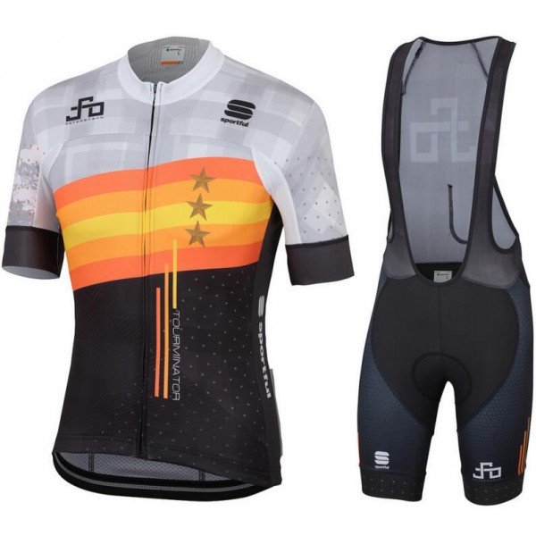 Team Sagan Stars 2019 Gray Fietskleding Set Wielershirt Korte Mouw+Korte Fietsbroeken Bib