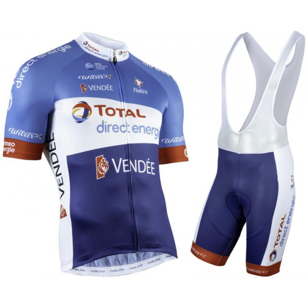 Total Direct Energie 2019 Fietskleding Set Wielershirt Korte Mouw+Korte Fietsbroeken Bib