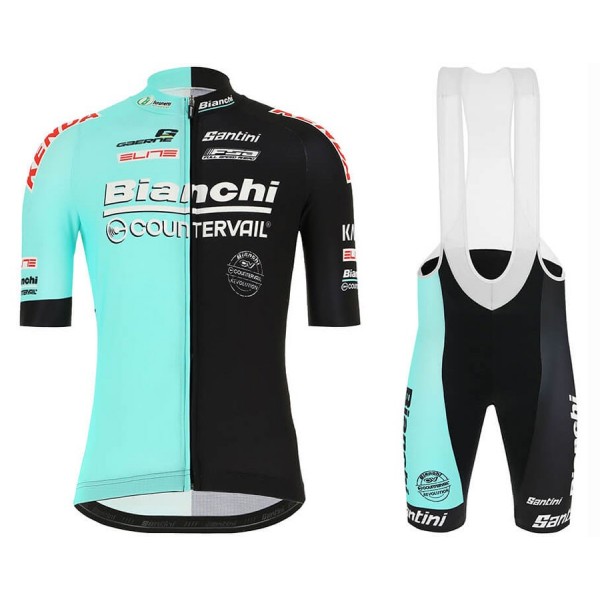 2020 Bianchi Countervail Team Fietskleding Set Fietsshirt Met Korte Mouwen+Korte Koersbroek Bib 419BQBM