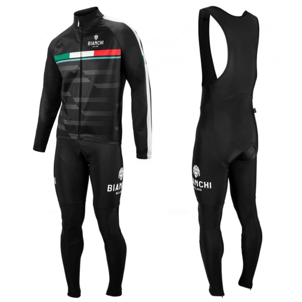 2020 Bianchi Milano Italian Wielerkleding Set Wielershirt Lange Mouw+Lange Fietsbroeken Bib 424YRTS