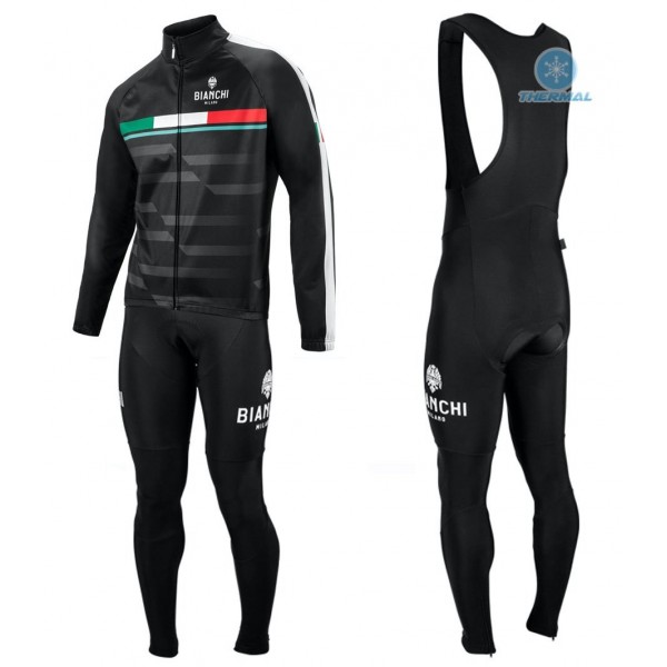 2020 Bianchi Milano Italian Thermal Fietskleding Set Wielershirts Lange Mouw+Lange Wielrenbroek Bib 111GEUA