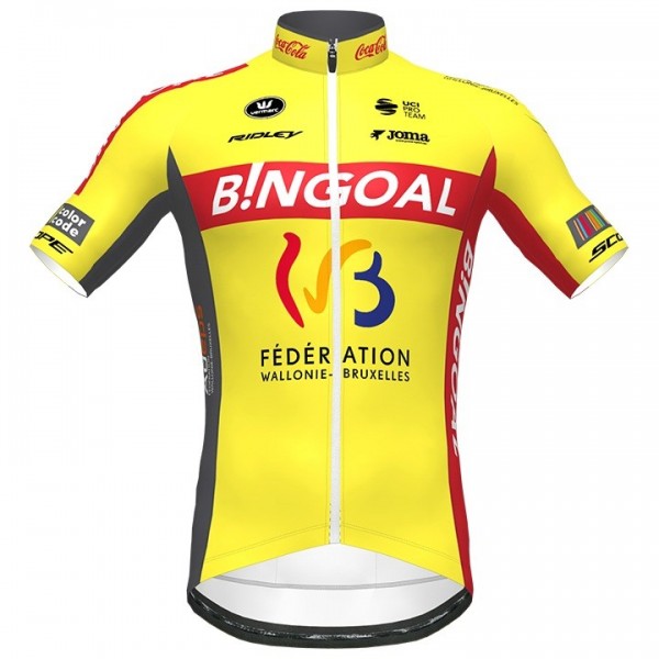 2020 Bingoal Wallonie Bruxelle Geel Wielershirt Korte Mouw 931OAJM