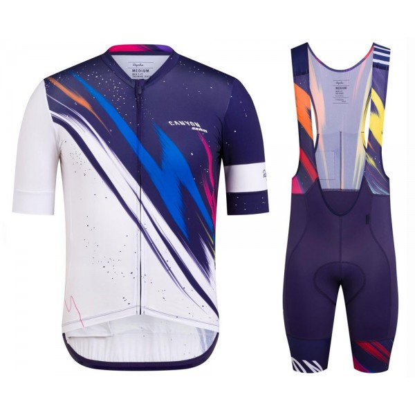 2020 Canyon Team Blauw-Wit Fietskleding Set Fietsshirt Met Korte Mouwen+Korte Koersbroek Bib 139OAQO