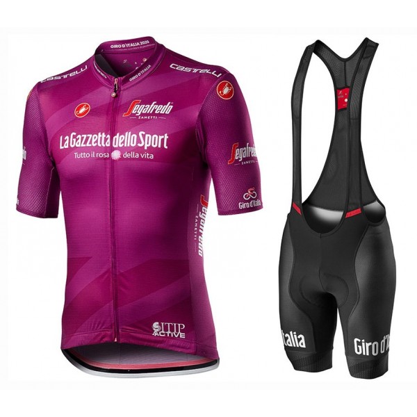 2020 GIRO D'ITALIA Maglia Ciclamino Fietskleding Set Fietsshirt Met Korte Mouwen+Korte Koersbroek Bib 521EPJQ