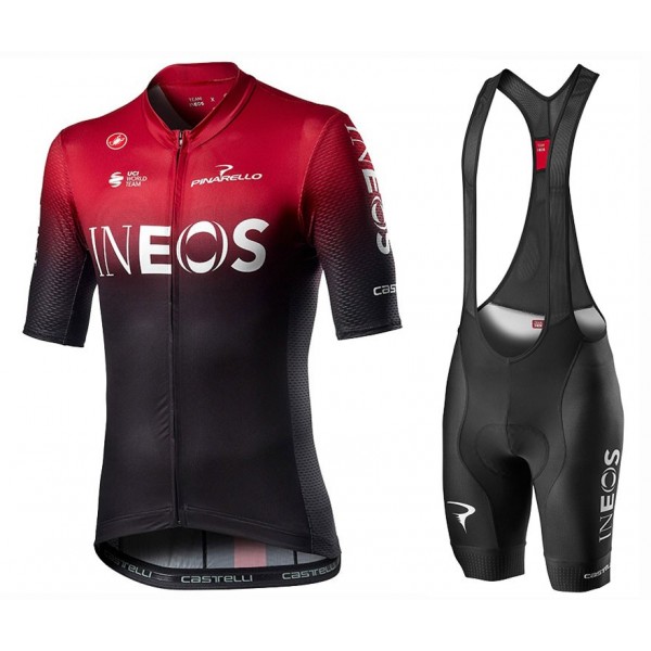 2020 INEOS Team Rood Fietskleding Set Fietsshirt Met Korte Mouwen+Korte Koersbroek Bib 978VEYK