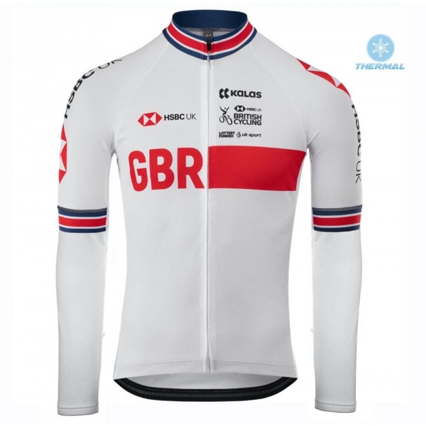 2020 Kalas GBR Country Team Wit Thermal Wielershirt Lange Mouw 248UPYR