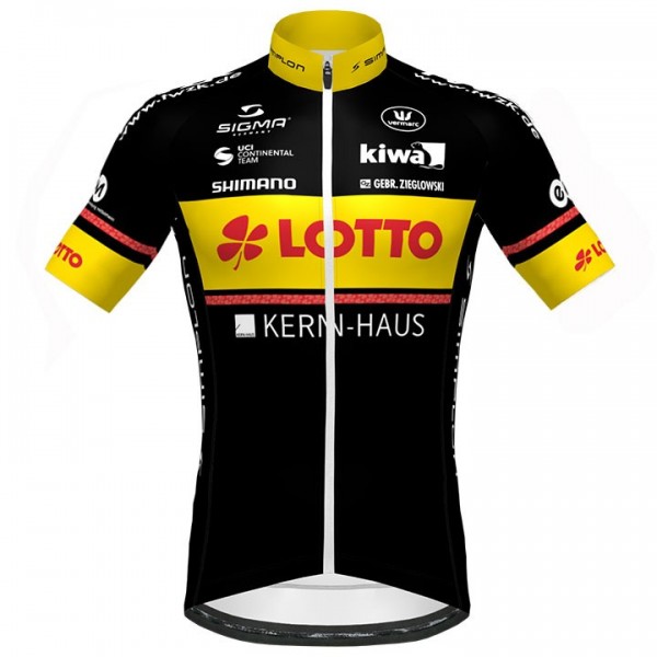 2020 LOTTO KERN-HAUS Zwart-Geel Wielershirt Korte Mouw 295AMIX