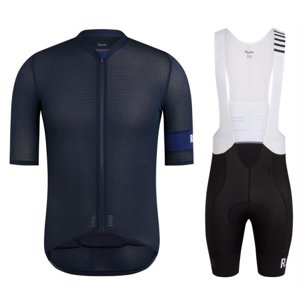 2020 Rapha Pro Team Zwart-Blauw Fietskleding Set Fietsshirt Met Korte Mouwen+Korte Koersbroek Bib 888UADR