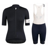 2020 Rapha Pro Team Dames's Zwart-Wit Fietskleding Set Wielershirt Korte Mouw+Korte Fietsbroeken Bib 658PAKY