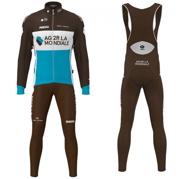 2020 Team AG2R Wielerkleding Set Wielershirt Lange Mouw+Lange Fietsbroeken Bib 180EJHP