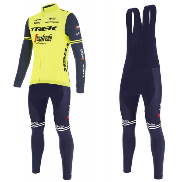 2020 Trek Segafredo Factory Racing Geel Wielerkleding Set Wielershirt Lange Mouw+Lange Fietsbroeken Bib 222TXFI