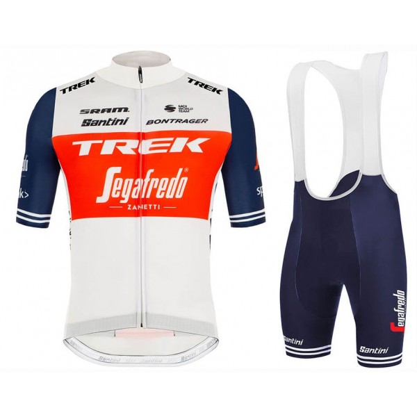 2020 Trek Segafredo Wit-Rood Fietskleding Set Fietsshirt Met Korte Mouwen+Korte Koersbroek Bib 814XXRA