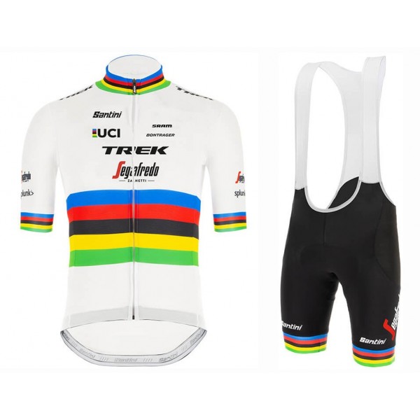 2020 Trek Segafredo World Champion Wit Fietskleding Set Fietsshirt Met Korte Mouwen+Korte Koersbroek Bib 740ARYZ