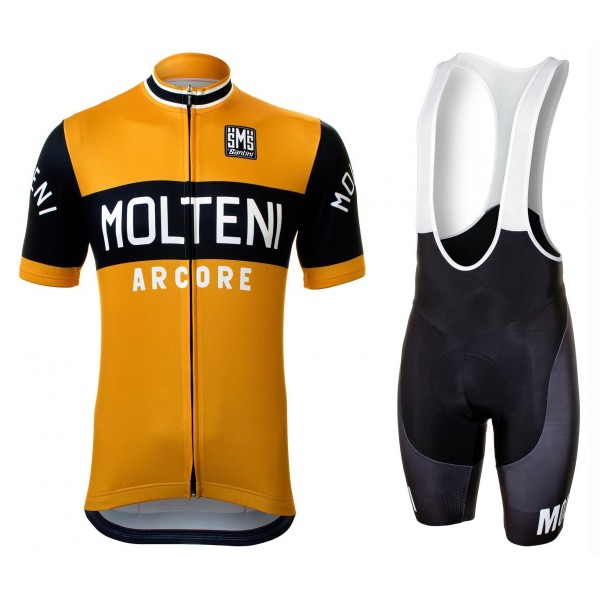 Molteni Arcore Retro Fietskleding Set Wielershirt Korte Mouw+Korte Fietsbroeken Bib