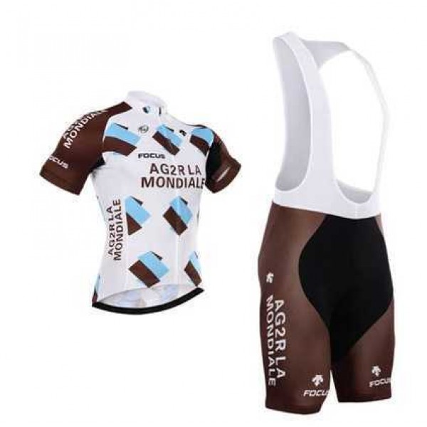 2015 Ag2r La Mondiale Fietskleding Set Fietsshirt Met Korte Mouwen+Korte Koersbroek