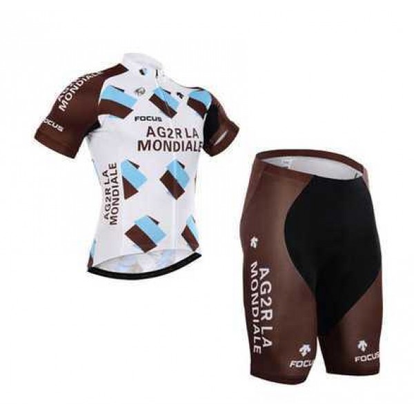 2015 Ag2r La Mondiale Fietskleding Wielershirt Korte Mouwen+Fietsbroek-Korte