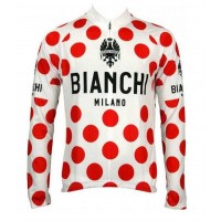 2016 BIANCHI-MILANO POLKA DOT Wielershirt Lange Mouwen Rood 2016 BIANCHI-MILANO POLKA DOT Wielershirt Lange Mouwen Rood