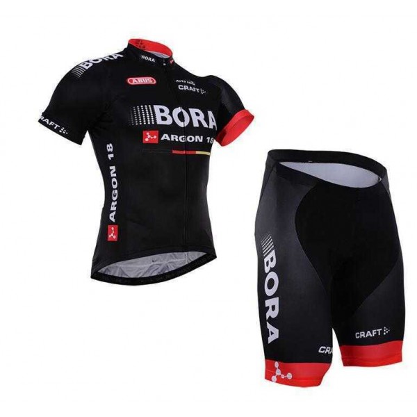 2016 Bora Wielerkleding Set Wielershirt Korte Mouwen+Fietsbroek Korte Zwart Rood