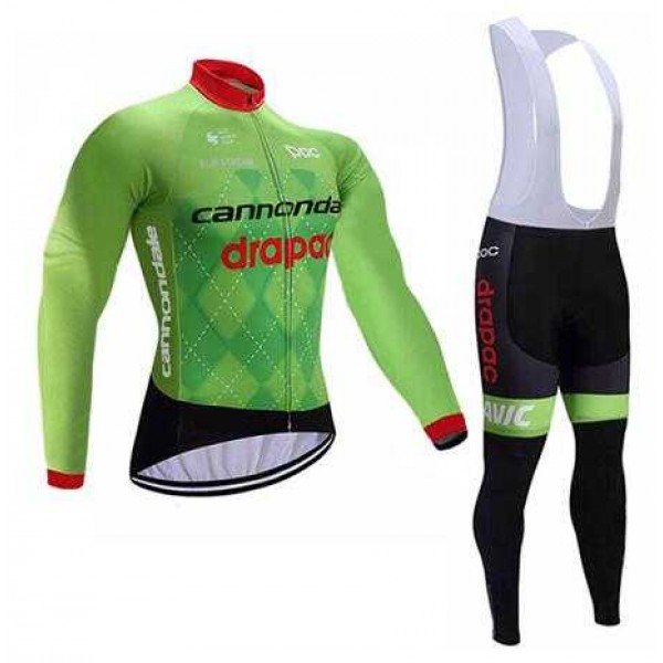 2017 Cannondale Drapac Fietskleding Wielershirt Lange Mouw+Lange Fietsbroeken Bib