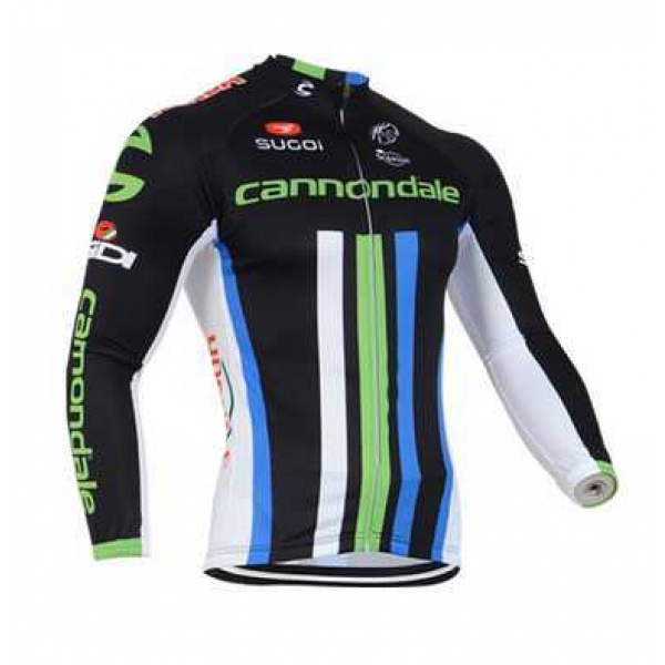 2014 Cannondale Wielershirt Lange Mouw Wit Groen Blauw