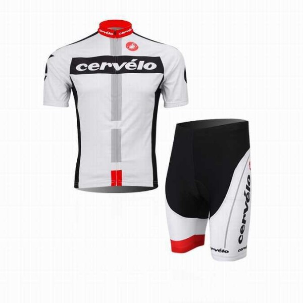 2014 Castelli Cervelo Wielerkleding Set Wielershirts Korte Mouw+Fietsbroek Wit