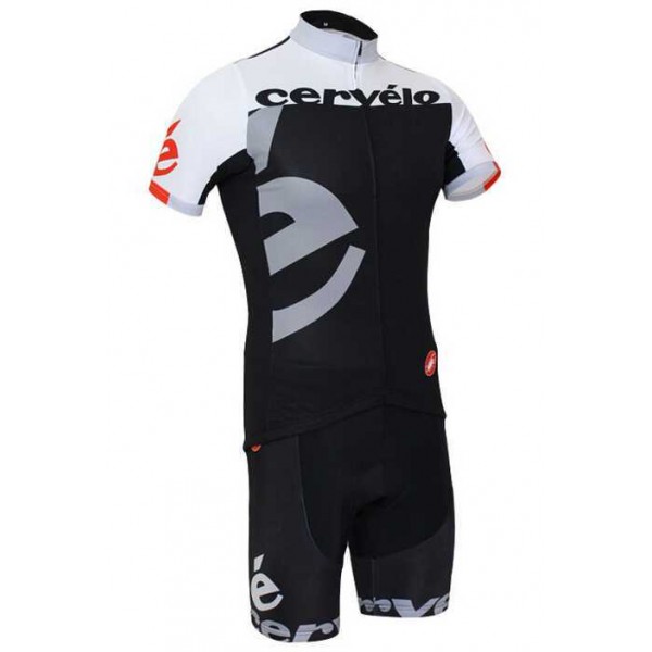 2015 Cervelo Fisshirt Korte Mouw Zwart Gris+Korte Fisbroeken