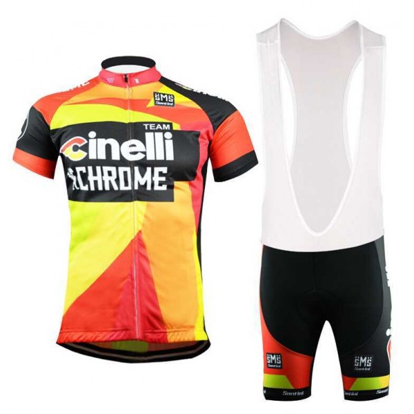 2015 Cinelli Chrome Pro Team Wielerkleding Set Wielershirt Korte Mouwen+Fietsbroek Bib