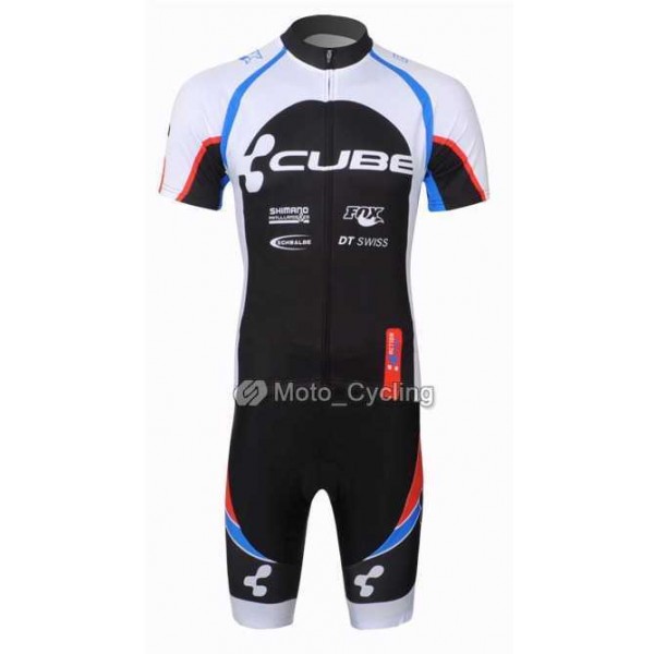 2013 Cube Wielerkleding Set Wielershirts Korte Mouw+Fietsbroekje Wit Zwart