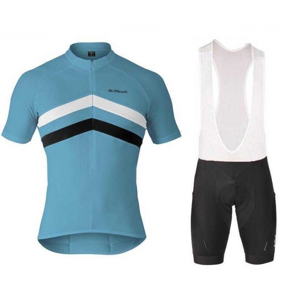 2017 De Marchi Team Fietskleding Set Fietsshirt Met Korte Mouwen+Korte Koersbroek Blauw