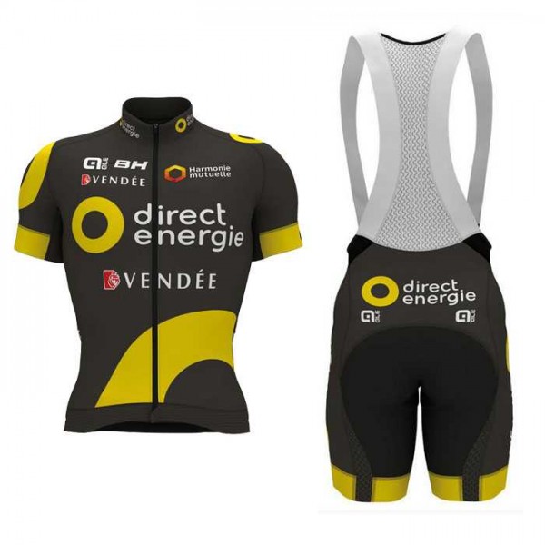 2017 Direct Energie Fietskleding Fietsshirt Korte Mouwen+Koersbroek Kort