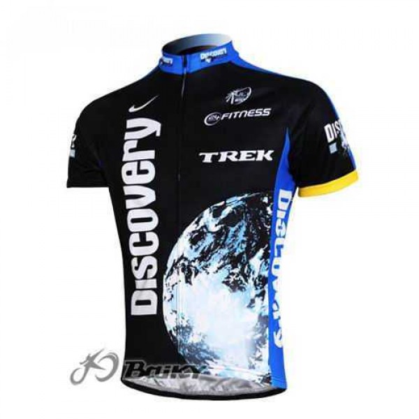 Discovery Channel Trek Pro Team Wielershirt Met Korte Mouwen Zwart Blauw