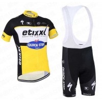2016 Etixx-Quick Step Fietskleding Set Fietsshirt Met Korte Mouwen+Korte Koersbroek Geel Zwart 2016 Etixx-Quick Step Fietskleding Set Fietsshirt Met Korte Mouwen+Korte Koersbroek Geel Zwart