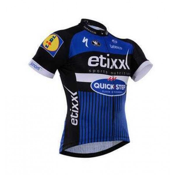 2016 Etixx-Quick Step Wielershirt Met Korte Mouwen Zwart Blauw