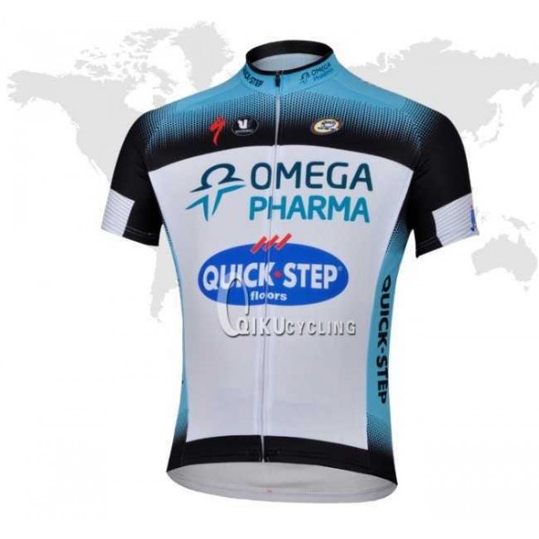2013 Omega Pharma Quick Step Outlet Wielershirt Met Korte Mouwen Wit Zwart