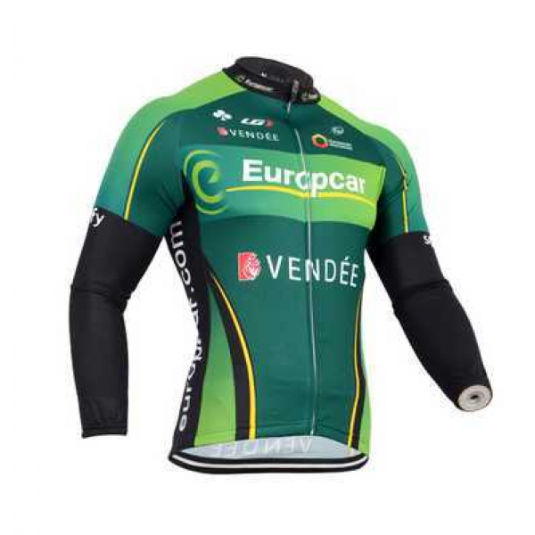 2014 Europcar Fietskleding Wielershirt Lange Mouw Groen Zwart